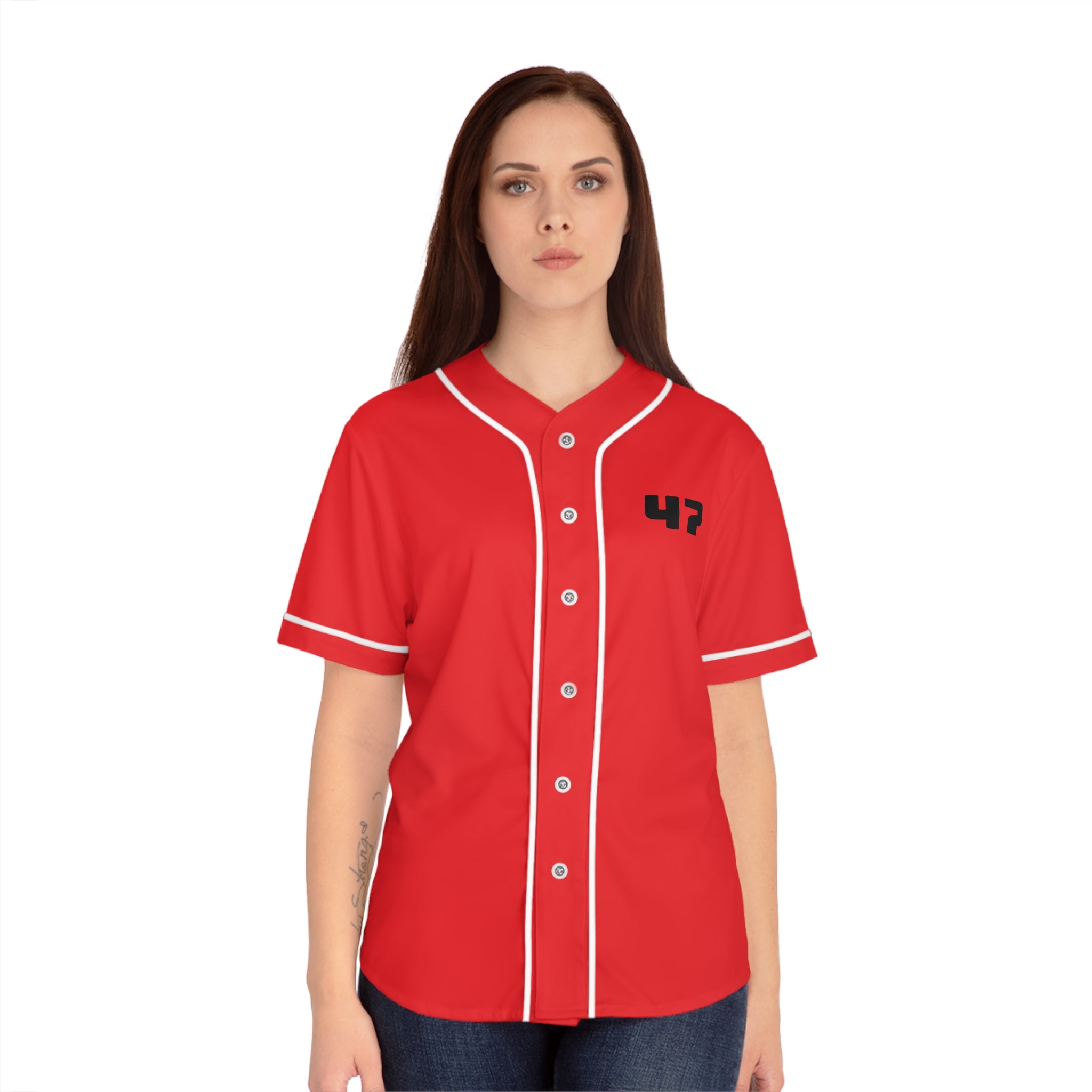 Baseball Jersey — Bold 'Trump 47' Red Team Tee