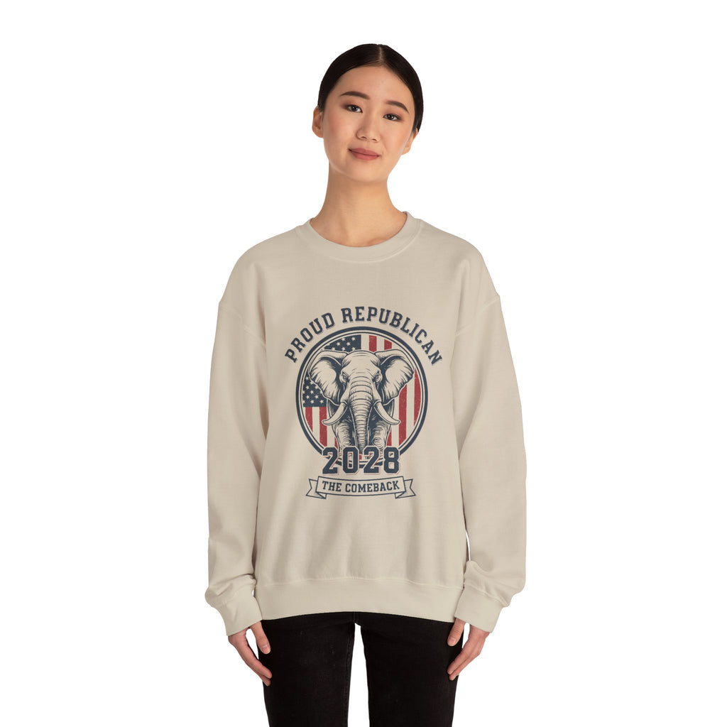 Republican 2028 Crewneck Sweatshirt — "Proud Republican" Elephant Patriotic Design