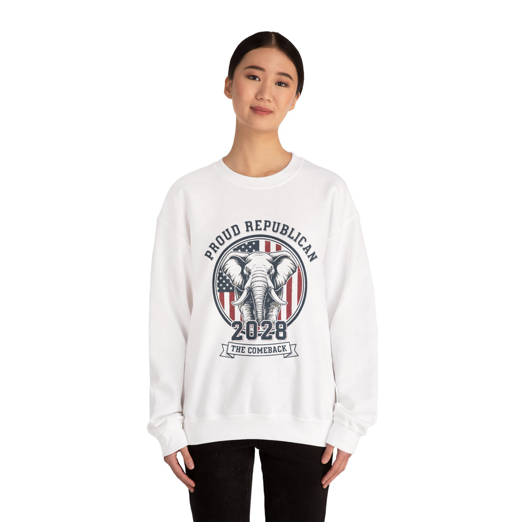 Republican 2028 Crewneck Sweatshirt — "Proud Republican" Elephant Patriotic Design