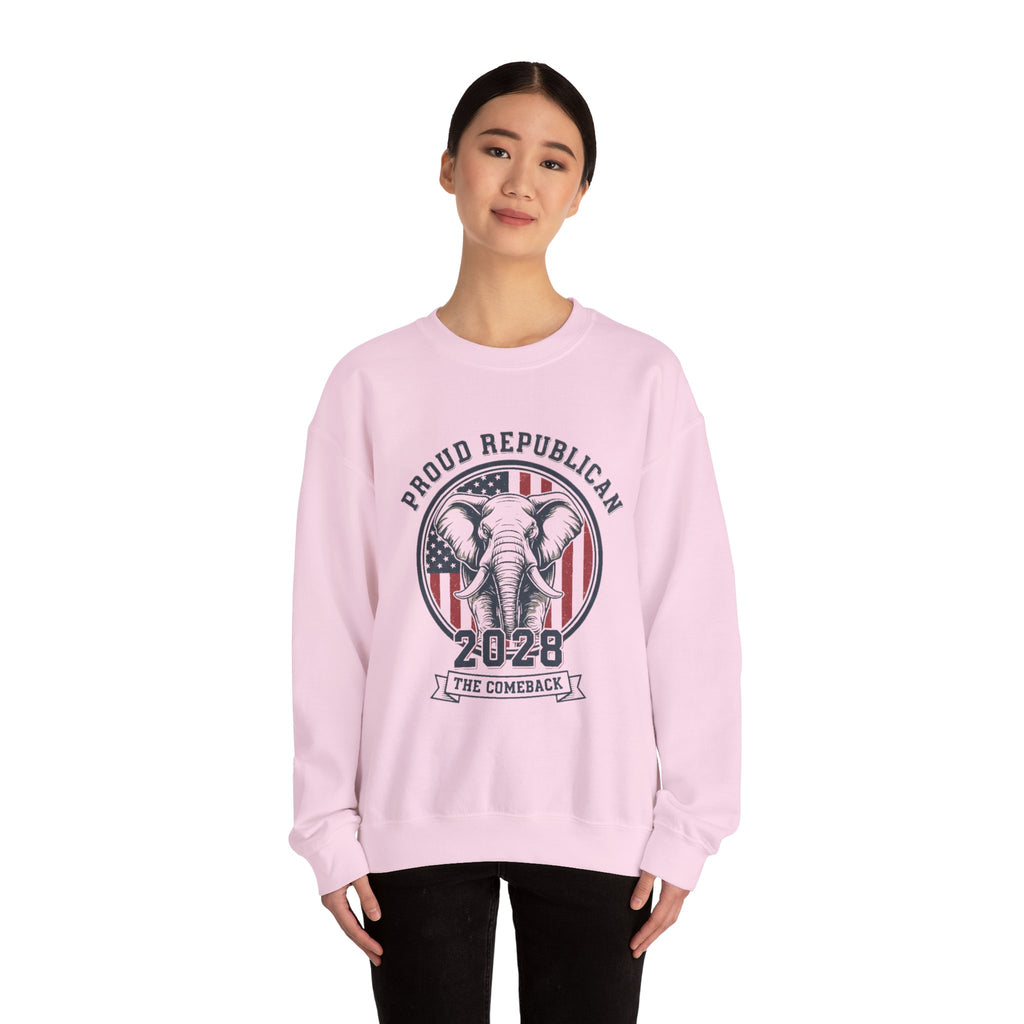 Republican 2028 Crewneck Sweatshirt — "Proud Republican" Elephant Patriotic Design