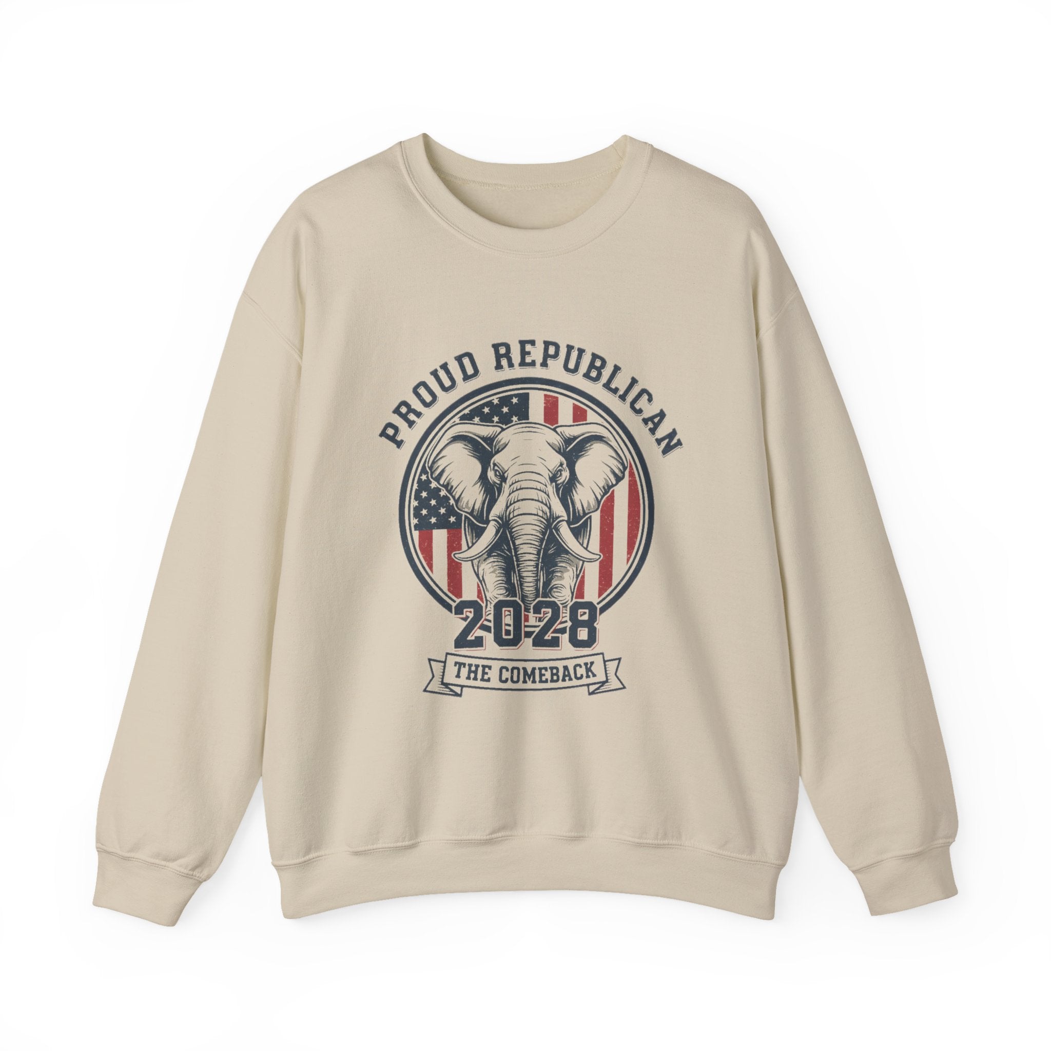 Republican 2028 Crewneck Sweatshirt — "Proud Republican" Elephant Patriotic Design