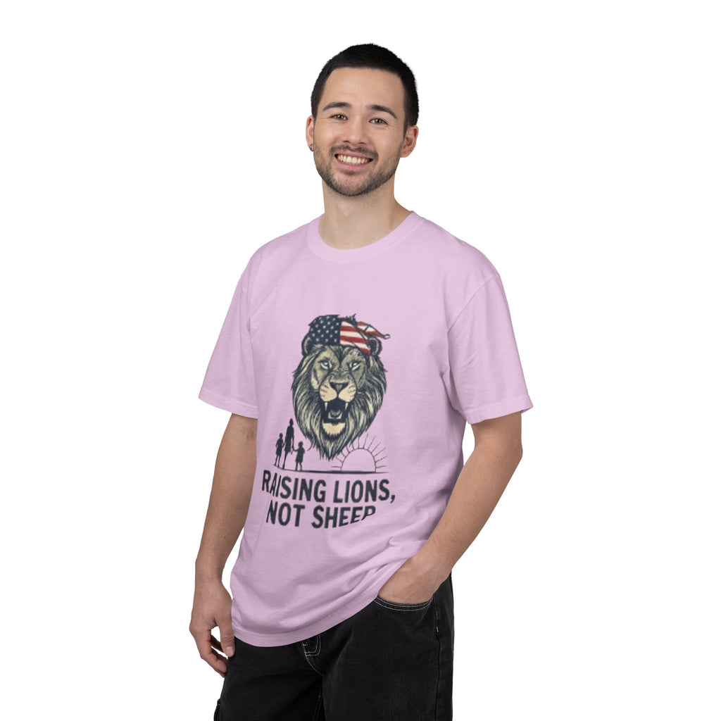 Raising Lions Not Sheep T-Shirt — Patriotic Lion Family Tee