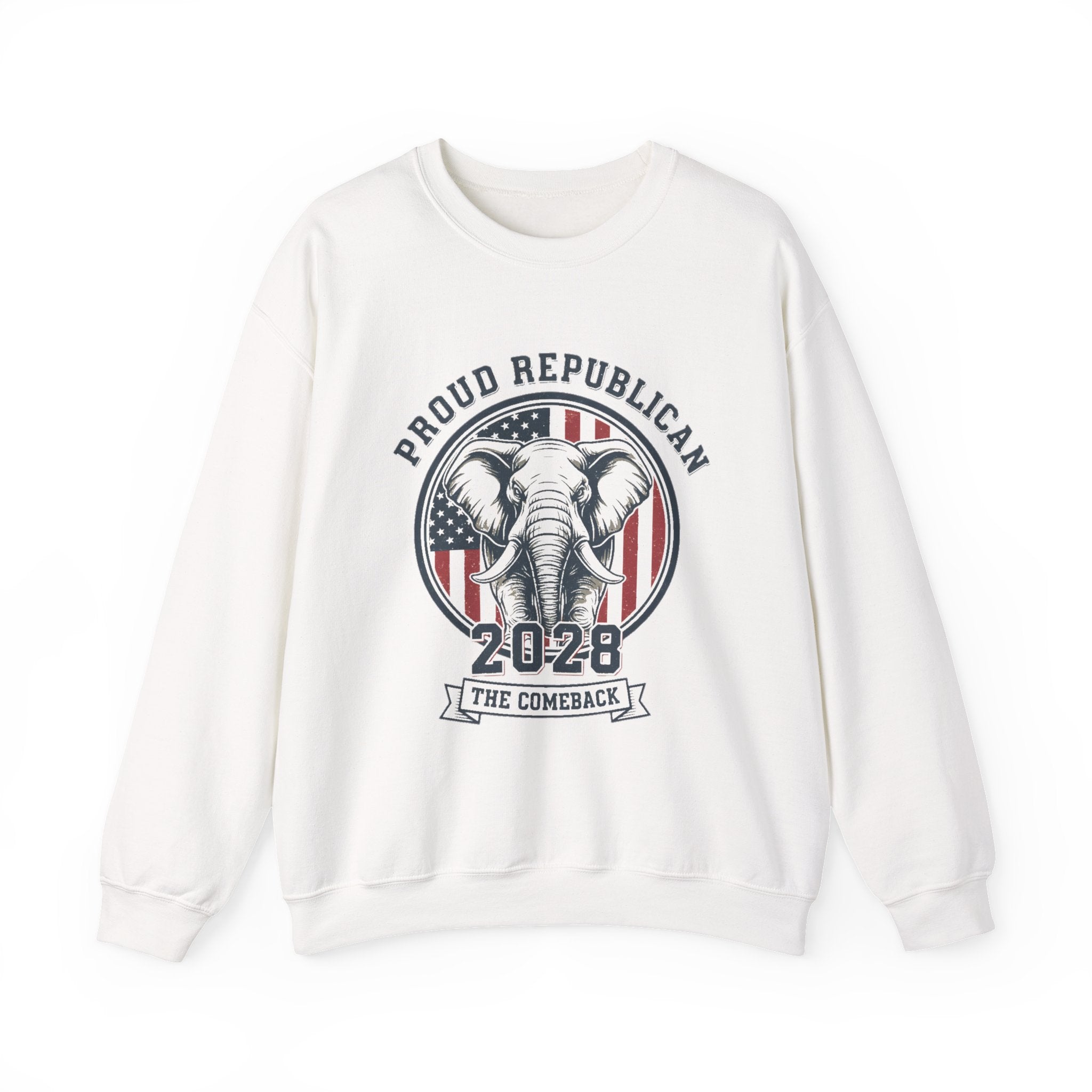 Republican 2028 Crewneck Sweatshirt — "Proud Republican" Elephant Patriotic Design