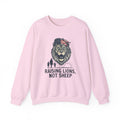 Crewneck Sweatshirt — Raising Lions Not Sheep Patriotic Lion Family Graphic
