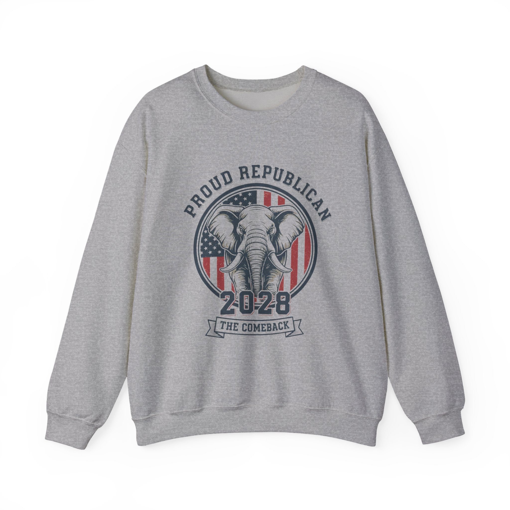 Republican 2028 Crewneck Sweatshirt — "Proud Republican" Elephant Patriotic Design